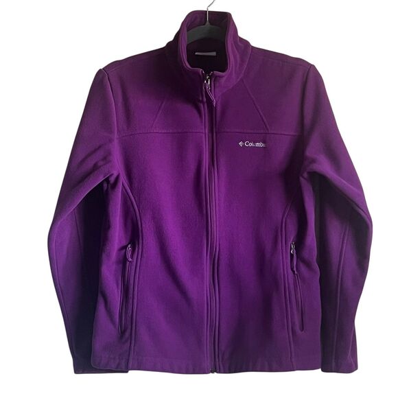 Columbia Jacket Women's Purple Fleece Full Zip Mock Neck Medium Zippered Pocket - Picture 8 of 11